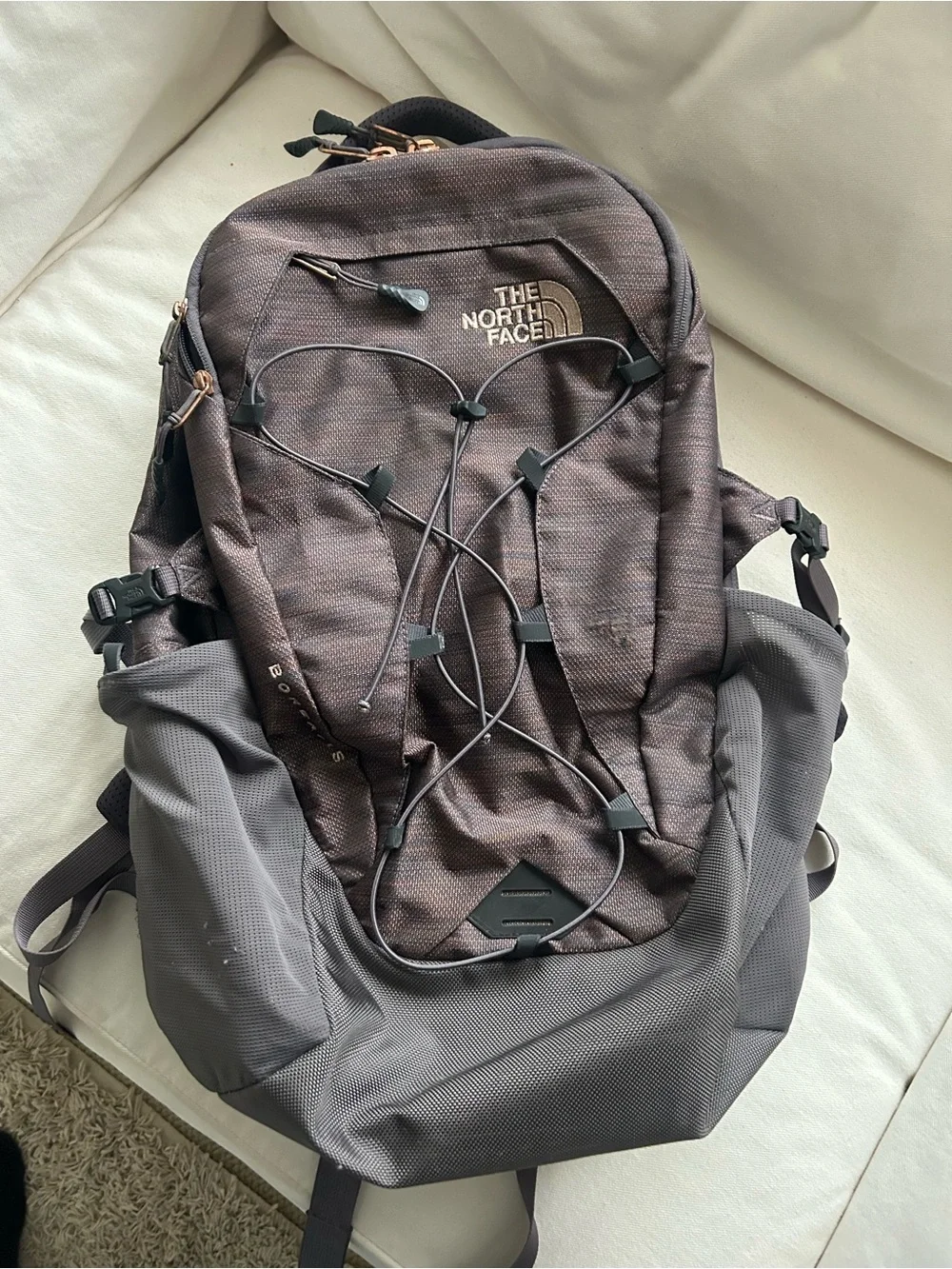 The North Face Borealis Backpack, mauve/gray with rose gold accents